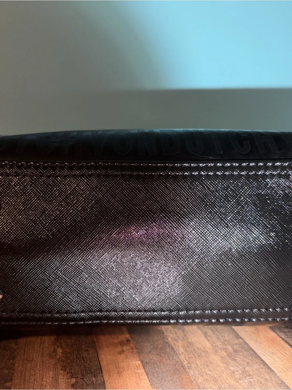 Von Dutch Black Holographic Onyx Logo Bowling Bag Detachable Strap NWOT